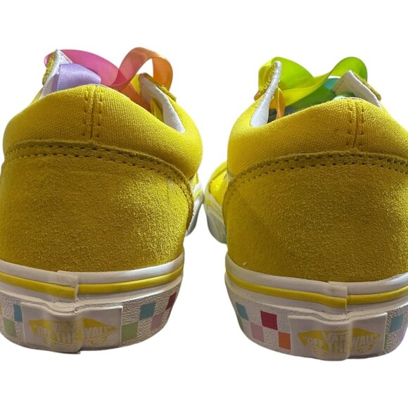VANS Old Skool Rainbow Lace Yellow/white - Multi Color Checkerboard Kids 3 - Picture 8 of 14